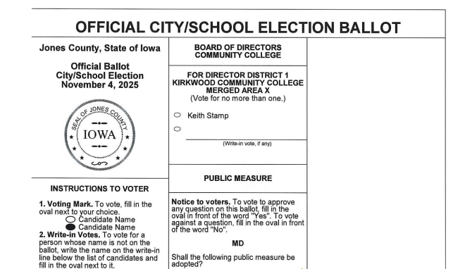 Sample ballot, click to enlarge and view P D F
