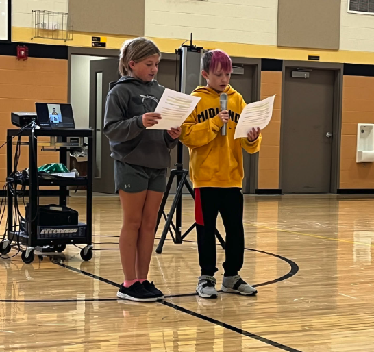 Students reading speech