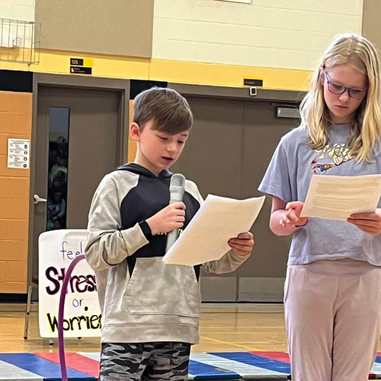 Students giving a speech